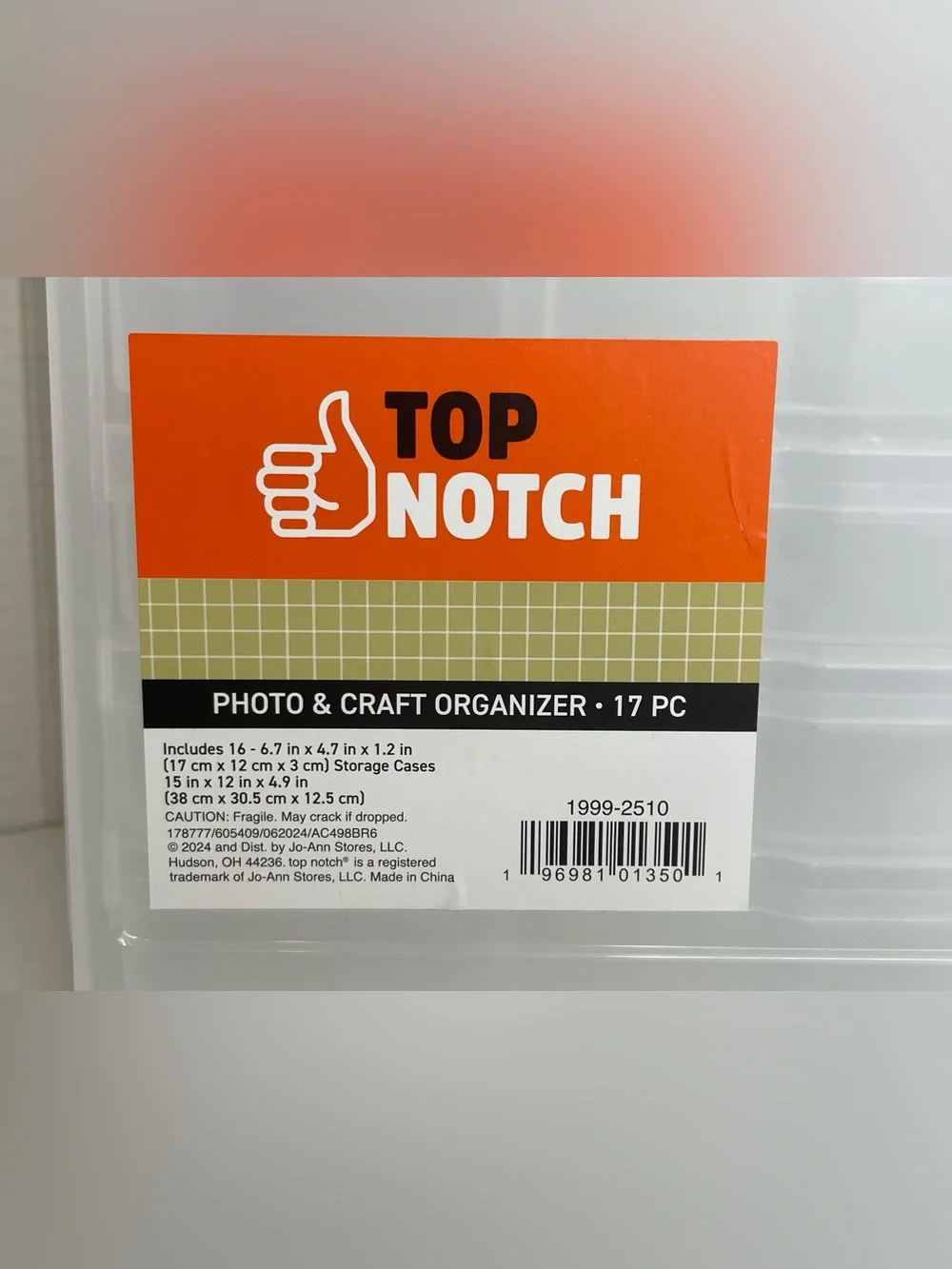 Top Notch Clear Photo & Craft Storage Organizer